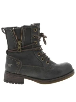 Boots graphites à talon plat