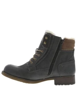 Boots graphites à talon plat