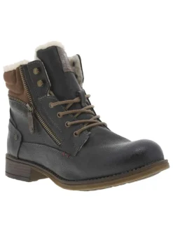 Boots graphites à talon plat