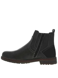 Boots graphite à talon plat et à soufflets élastiqués avec zip style chelsea
