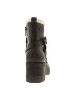 Boots grises à talon décroché moyen avec un zip et une boucle décorative
