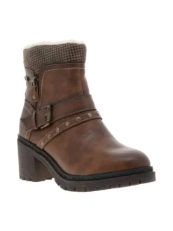 Boots marron à talon décroché moyen avec un zip côté interne