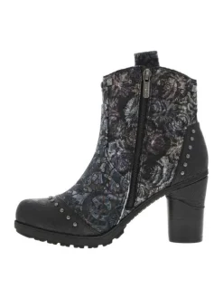 Boots noires et multicolores à talon décroché haut avec un zip