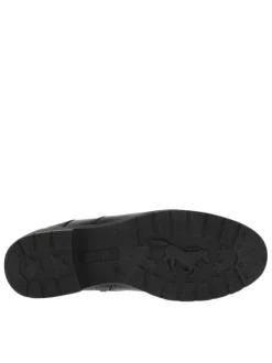 Boots noires à talon décroché bas avec un zip et un soufflet élastiqué