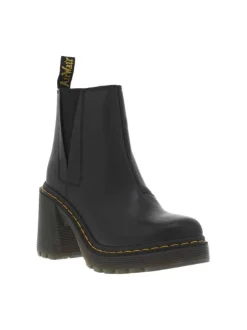 Boots noires à talon décroché haut avec des soufflets élastiqués