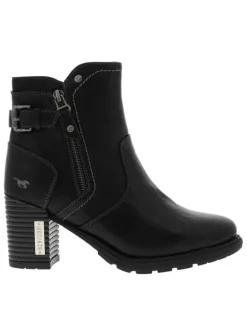 Boots noires à talon décroché haut avec un zip côté intérieur