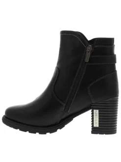 Boots noires à talon décroché haut avec un zip côté intérieur
