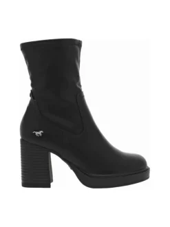 Boots noires à talon décroché haut et à zip avec cheville élastiquée