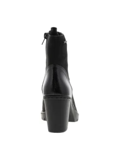 Boots noires à talon décroché haut et à zip avec faux boutons et élastiques