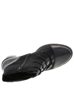Boots noires à talon décroché haut et à zip avec faux boutons et élastiques