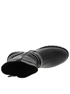 Boots noires à talon décroché moyen avec un zip et une semelle crantée