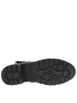 Boots noires à talon décroché moyen avec un zip et une semelle crantée