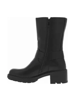 Boots noires à talon décroché moyen et à zip avec brides et boucles à ardillon