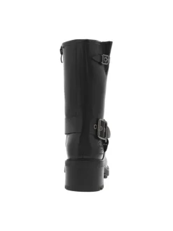 Boots noires à talon décroché moyen et à zip avec brides et boucles à ardillon