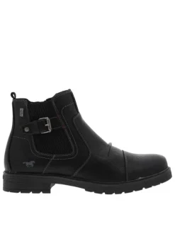 Boots noires à talon plat avec un zip et un soufflet élastiqué