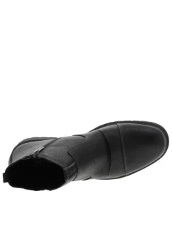 Boots noires à talon plat avec un zip et un soufflet élastiqué