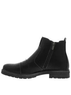 Boots noires à talon plat avec un zip et un soufflet élastiqué