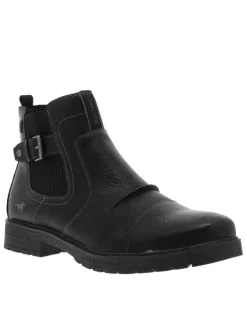 Boots noires à talon plat avec un zip et un soufflet élastiqué