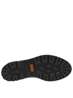 Boots noir mat, à trépointe beige, talon décroché bas et soufflet élastiqué