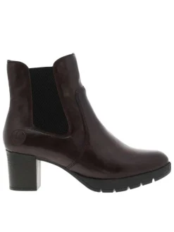 Boots noirs vernis à talon décroché moyen avec un zip et un soufflet élastiqué