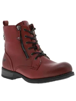 Boots rouges à talon plat