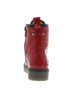 Boots rouges vernies à talon bloc