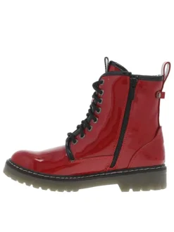 Boots rouges vernies à talon bloc