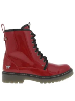 Boots rouges vernies à talon bloc