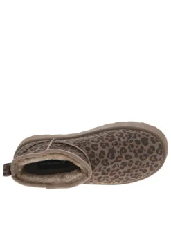Boots slip-on taupe à motif léopard avec une semelle à plateforme