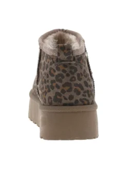 Boots slip-on taupe à motif léopard avec une semelle à plateforme