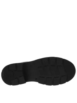 Boots style rangers en cuir noir à semelle chuncky à talon décroché moyen et lacets et zip latéral