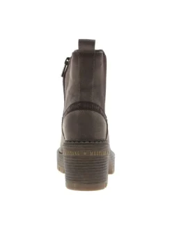 Boots taupe à talon décroché moyen avec un zip et un soufflet élastiqué