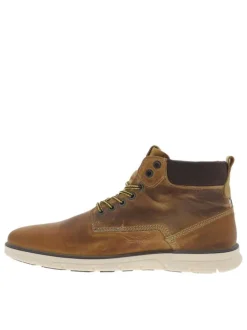 Boots TUBAR en cuir miel effet usé à semelle type basket