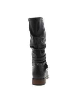 Bottes bleu marine à talon décroché bas avec un zip et une boucle décorative