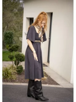 Bottes botte noires à talon décroché moyen à bout pointu avec sur-botte