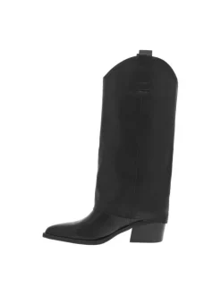 Bottes botte noires à talon décroché moyen à bout pointu avec sur-botte