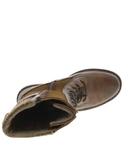 Bottes brunes à talon décroché moyen avec un zip et des lacets ronds