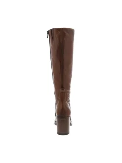 Bottes en cuir camel à semelle à talon décroché haut avec logo iconique