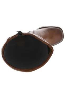 Bottes en cuir camel à semelle à talon décroché haut avec logo iconique