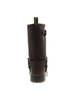 Bottes en cuir marron à talon décroché bas avec une boucle à ardillon