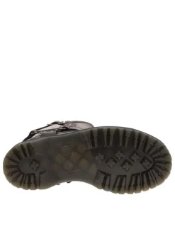 Bottes en cuir marron à talon décroché bas avec une boucle à ardillon