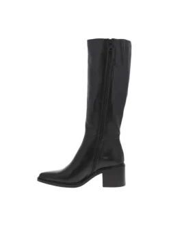 Bottes en cuir noires avec semelle à talon décroché moyen et à zip