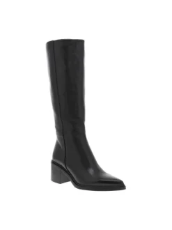 Bottes en cuir noires avec semelle à talon décroché moyen et à zip