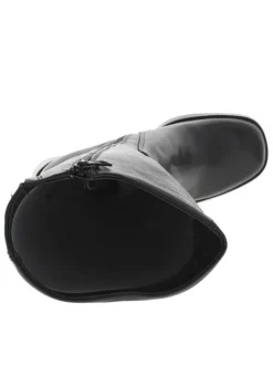 Bottes en cuir noires à semelle à talon décroché haut et fermeture zippée