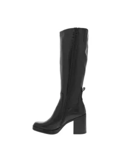 Bottes en cuir noires à semelle à talon décroché haut et fermeture zippée