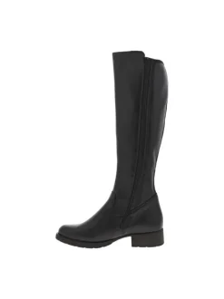Bottes en cuir noires à talon décroché bas avec un zip côté interne