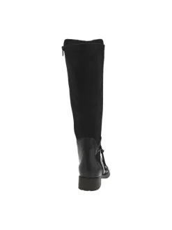 Bottes en cuir noires à talon décroché bas avec un zip côté interne
