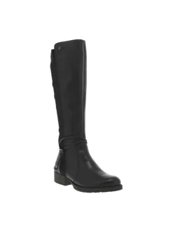 Bottes en cuir noires à talon décroché bas avec un zip côté interne