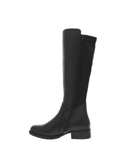 Bottes en cuir noires à talon décroché bas avec un zip côté interne