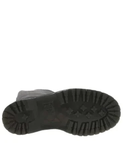 Bottes en cuir noires à talon décroché bas avec un zip et des lacets ronds